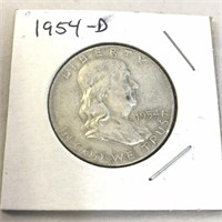 1954-D SILVER Franklin Half Dollar in Case