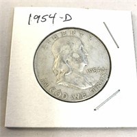 1954-D SILVER Franklin Half Dollar in Case