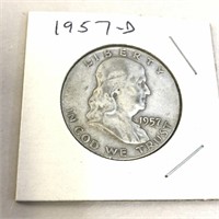1957-D SILVER Franklin Half Dollar in Case