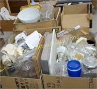 5 boxes assorted kitchenware and glassware -