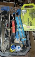 Husky Plastic tool tray, drill bits, clock guns,