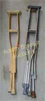 Two pair crutches, wood and aluminum