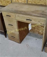 Custom built wood 4 drawer desk, 19 x 36 x 31