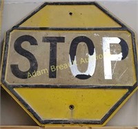 Metal black and yellow stop sign, 24 x 24, #2