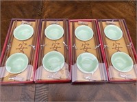 Green chopsticks holders and sauce bowls