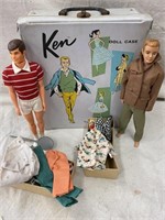 Ken dolls and case with clothes