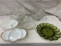 Bowls, egg plate, relish dishes