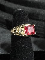 Size 7 with vibrant red stone ring