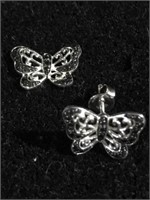 Sterling silver butterfly pierced earrings 1.9g