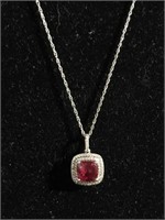 Sterling silver chain with sterling silver ruby