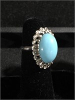 Turquoise stone adjustable ring