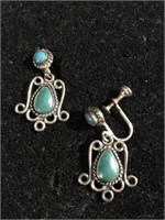 Sterling silver Vintage turquoise screw on