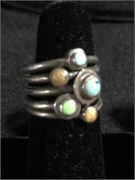 Sterling silver with turquoise stones size 7 1/2
