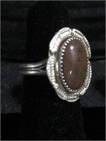 Sterling silver brown stone Size 8 ring 5.7g