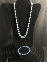 Light blue beaded necklace and bracelet set