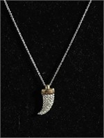 Necklace with rhinestone shark tooth