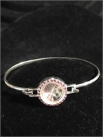Love life bangle bracelet with pink stones around