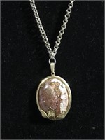 Vintage necklace with stone pendant charm