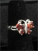 Ruby red butterfly size 9 ring