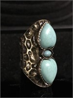 Turquoise stone stretchy ring