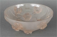 R. Lalique France Deco Frosted Glass Floral Bowl