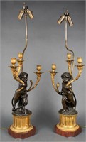 Louis XV Style Bronze And Gilt Bronze Lamps, Pair