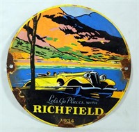 Porcelain Richfield 1934 Badge Sign