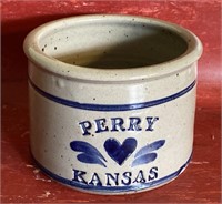Vintage Perry Kansas signed crock