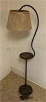 Antique metal floor lamp w/ shelf - works 50"