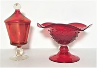 Viking Ruby Red Glass Compote