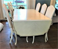 Antique White Dining Table and Chairs