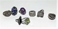 Eight Costume Jewelry Rings