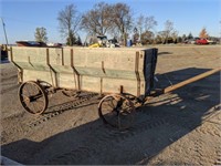 JD all Steel - Steel Wheel Wagon w/Wood Flair Box