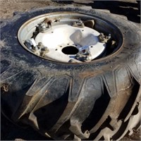 Pair 16.9 x 30 Tractor Tires & Spin Out Rims