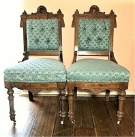 Pair of Vintage Carved Court Chairs