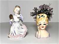 Inarco Miniature Head Vase and Angel