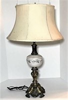 Brass and Painted Wood Lamp