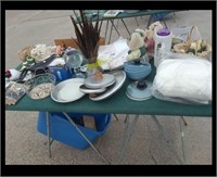 table lot of misc household items