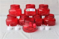 8 - Red Glass Candle Holders