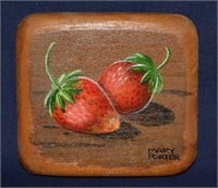 Two Strawberries Painting by Mary Porter