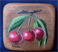 Three Cherries Painting by Mary Porter