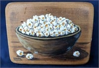 Popcorn Bowl Textured Painting by Mary Porter