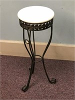 Nice Heavy Marble and Metal Plant Stand 10" X 26"