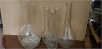 5 glass vases  decorative glass