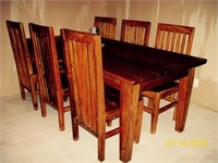 Hand Made Teak Table W/ Six Chairs