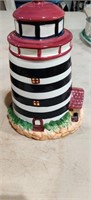 Lighthouse Cookie Jar. Very Small chip on lid (in