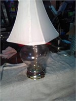 Glass globe bottom lamp. Working. Has small