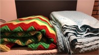 Two knitted blankets