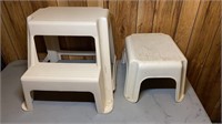 Two step stools. One 9 inches tall, other 16