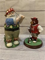 Santa Golfer Trinket Box & Hogs Golf Figurine